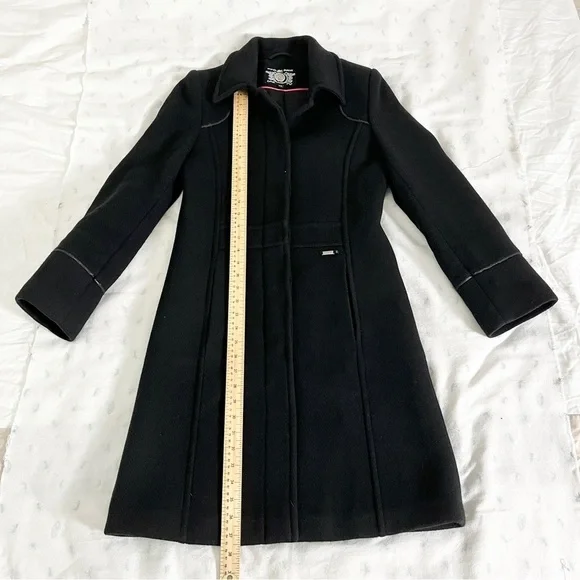 Projek Raw Long Black Wool Blend Coat – Gothic Minimalism, Hidden Buttons, Small - Picture 14 of 16